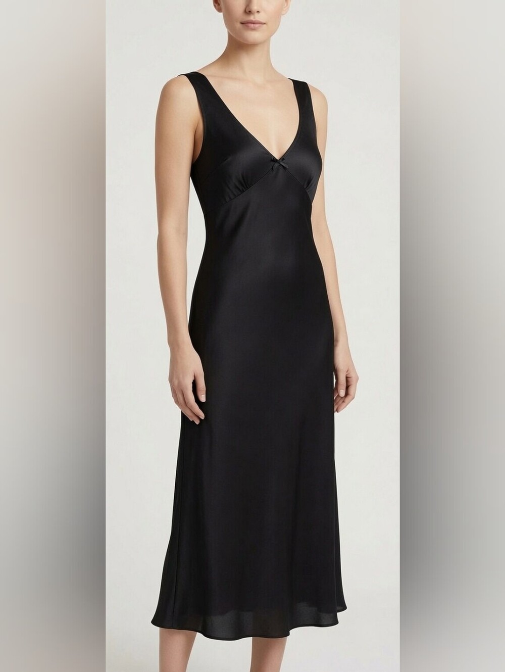 Vintage Vanity Fair Long Cami Slip Dress SZ Small Black Whimsigoth Romantic Y2K‎